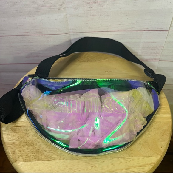 amika Handbags - Anika Holographic Iridescent Clear Fanny Pack